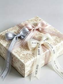 1 Rollo 40 Yardas Cinta de Hilo de Tacto Suave, Cinta de Malla Transparente Estilo Ins, Cinta de Hilo con Impresión Minimalista en Inglés, Cinta de Decoración para Empaquetado de Cajas de Regalo de Pastel Floral, Material para Hacer Lazos DIY - Multicolor - Ver 7