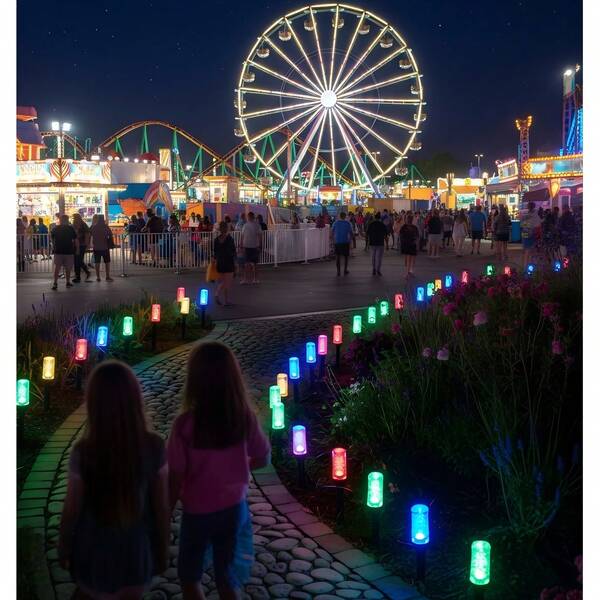 Automatic Dusk To Dawn Solar Bubble Tube Pathway Lights, Warm Yellow LED, Waterproof Ground Stake Lights, Suitable For Backyard Lawn Sidewalk Landscape Decoration
