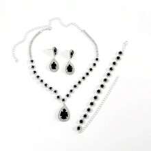 1pc Women's Fashion Jewelry Set Necklace Earrings Bracelet 3 Pieces Set - Black - View 4