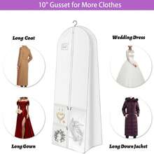 Wedding Dress Storage Bag, 70 Inch Long, 8 Inch Deep Wedding Dress Storage Bag With Pockets, 3 Pockets, Extra Wide Bottom Wedding Dress Storage Bag, Suitable For Travel And Closet Organization, Long Dress Storage Bag, 300D Polyester, Large Capacity Accessory Pockets, Foldable. - Multicolor - View 10
