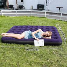Portable Inflatable Camping Mat, Soft Flocked Durable PVC Air Cushion, Suitable For Single Person Travel And Picnic. - Multicolor - View 6