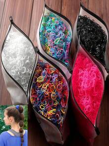 1000pcs Dopamine Colorful Rubber Bands Hair Ties Hair Rings Non-Damaging Hair Ropes Multi-Purpose Hair Accessories Rubber Bands Gift - Multicolor - View 1