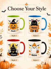 Personalized Halloween Mug, Spooky Gift, Customized Cute Ghost Halloween Mug, Spooky Ghost Mug Gift, Customized Halloween Mug - Multicolor - View 2