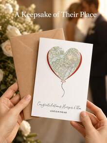Personalized Map Hot Air Balloon Wedding Greeting Card, Custom Names And Location Design, Congratulations Card For Newlyweds, Engagement Or Bridal Shower Celebration, Love Is In The Air Keepsake For Couples, Wedding Gift From Family And Friends - Multi-color - View 6