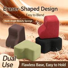 4pcs Multi-Angle Eraser-Shaped Makeup Sponges, Precise Edges, Easy Blending, Wet & Dry Use, Soft Powder Puff For Foundation, Concealer, Loose Powder, Flawless Base Makeup - Multicolor - View 1