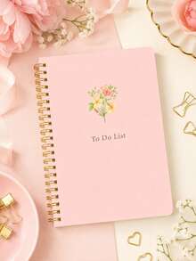 1pc Pink To Do List Spiral Notebook,Task Planner With Date&Time,Checklist,Progress Tracker,Notes And Priorities Pages,Office Desk Accessories Office Supplies For Work&Study - Rectangle - View 9