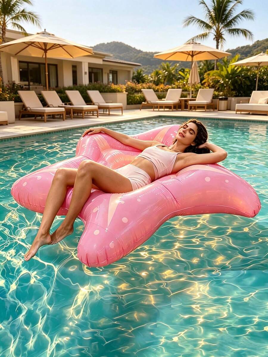 Vibrant Pink Blue Starfish Inflatable Pool Float Thickened Floating Lounge Mat Giant Sea Star Raft Heavy Duty Swimming Bed For Adults Summer Pool Party Beach Lake Vacation Travel Essential LargeFloatingMattressWaterFunSportsAccessoriesForMenAndWomen
