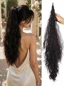 Flexible Wrap Around Ponytail Extension Long Wavy Curly Ponytail Hair Extensions Natural Ponytail Synthetic Hairpiece For Women - Multicolor - View 11