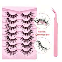 7 Pairs New Wet-Look False Eyelashes, Natural Mink-Like, Fashion Manga Style, Pointed & Voluminous, Suitable For Cosplay Makeup Parties - View 12
