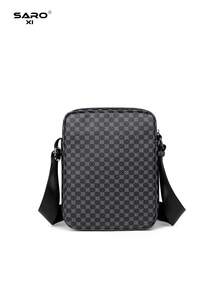 saroxi Men's Crossbody Bag With Vintage Pattern, Side Pocket Bag, Shoulder Bag, Small Pouch, Multi-Functional For Commuting And Casual Use, Minimalist Style, Black Phone Bag, Gift For Men, Boyfriend, Fashion - Multicolor - View 9