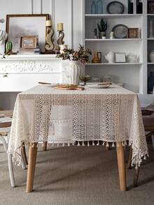 Vintage Bohemian Lace Picnic Blanket, Ivory Coin Pattern Crochet ...