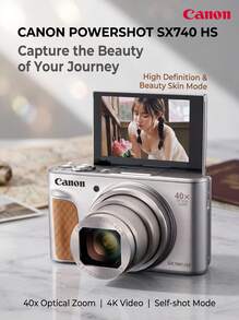 Canon PowerShot SX740 HS Digital Camera | Approx. 20.3 Megapixels + 40x Optical Zoom (80x Zoom Plus) | 4K Video + Time-Lapse Photography | Wi-Fi/Bluetooth Wireless Transfer | Intelligent IS | 46 Filters | Compact Telephoto Camera For Home And Travel - View 3