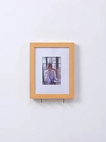 1pc Multifunctional Hanging Photo Frame With Metal Hook, Faux Wood Wall Key Storage Photo Frame, Suitable For Entryway, Living Room Wall Decor - Hanging - View 9