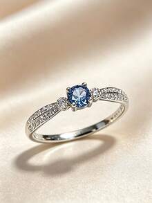 1pc 925 Sterling Silver Elegant Cubic Zirconia Ring, Quality Jewelry For Women, Engagement/Proposal Gift - Silver - View 5