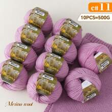 10-Pack, 500g, Premium Imitation Knitted Yarn, Soft, Breathable, Non-Fading, Vibrant Hand-Knitting Yarn For Sweaters, Vests, Coats, Scarves, Hats, Shawls And More - Wool 10 Balls [500g] - View 20