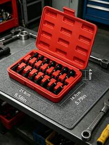 Set 15 buah Mata Bor Obeng Mur Magnetik CR-V, Mata Bor Soket Metrik SAE Gagang Heksagonal 1/4", Soket Mur Tugas Berat dengan Kotak Penyimpanan Cangkang Keras, Cocok untuk Bor Listrik, Perbaikan Mobil, dan Proyek DIY Rumah Tangga - set 15 buah - View 8