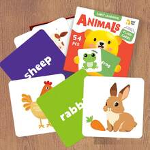 beartale 54pcs Toddler Flash Cards, Cute Animal & Fruit Learning Cards, Educational Preschool Toy, Montessori Toy, Double-Sided Rounded Corners, Sensory Toy, Early Learning Gift, Birthday Gift - Multicolor - View 12