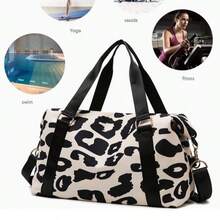 Large Capacity Cow Print Travel Bag, Lightweight Overnight Travel Luggage Bag, Carry-On Gym Bag, Suitable For Short Business Trips And Weekend Getaways - Multicolor - View 5