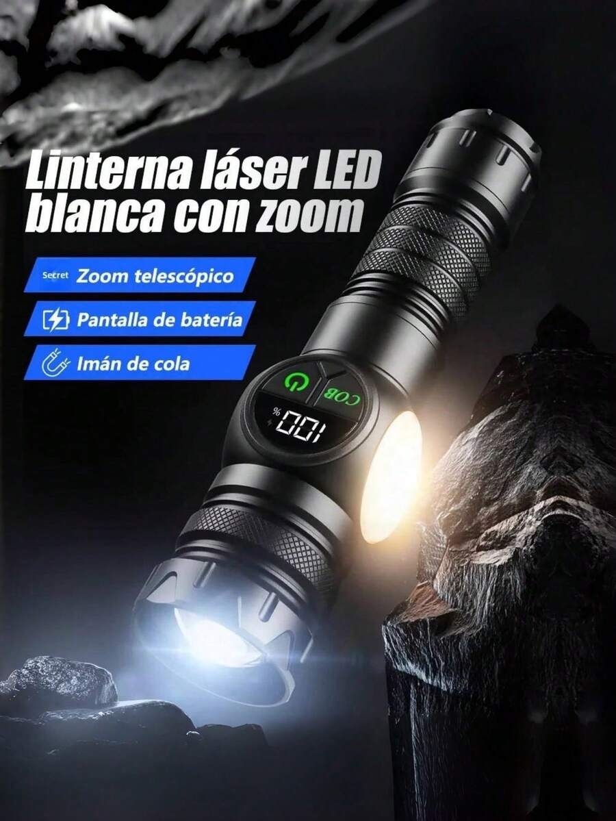 Multifunctional Ultra-Bright Rechargeable Flashlight, 5 Lighting Modes (Including COB Side Light And Magnetic Work Light Function), USB Charging, Adjustable Focus, Suitable For Outdoor Hiking And Camping