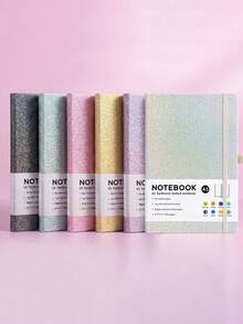 1pc Starry Sky Color Strap Notebook, PU Soft Leather Cover, Suitable For Home Office, Business Meetings, Back To School Note Taking, Essential Notebook For Student Writing And Recording - Notebook - View 1