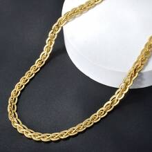 14K镀金铜链项链，女士奢华意式风格 - 金色 - 查看 5