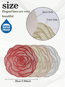 Tkvega • Home 12pcs Gold Embossed Coasters, PVC Material 3.94inch Round Coffee Cup Coasters, Washable, Easy To Clean, Wipeable, Non-Slip, Heat Resistant, Suitable For Room Decor, Home Table Decor, Home Decoration, Perfect For Holidays, Parties, Birthdays, Weddings And Dinner Parties - Multicolor - View 3