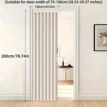 1pc Foldable Door Curtain, Thickened Fabric Room Divider, Waterproof Hook With Tie, Machine Washable, Minimalist Style, Easy Installation Blackout Partition Curtain - Multicolor - View 17