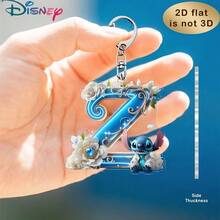 Disney Stitch Letter Embroidered Keychain, 26 'A-Z' Floral Cartoon Patterns, Acrylic Pendant With Chain, Suitable For Bags, Keys And Car Keys, Travel Accessory Gift, Cute Floral Keychain Design, Smooth Surface, Keychain, Decorative Keychain, Cartoon Keychain, Christmas Gift, Fan Gift, 2D Flat Gift, Holiday Gift, Home Decor - Multicolor - View 30
