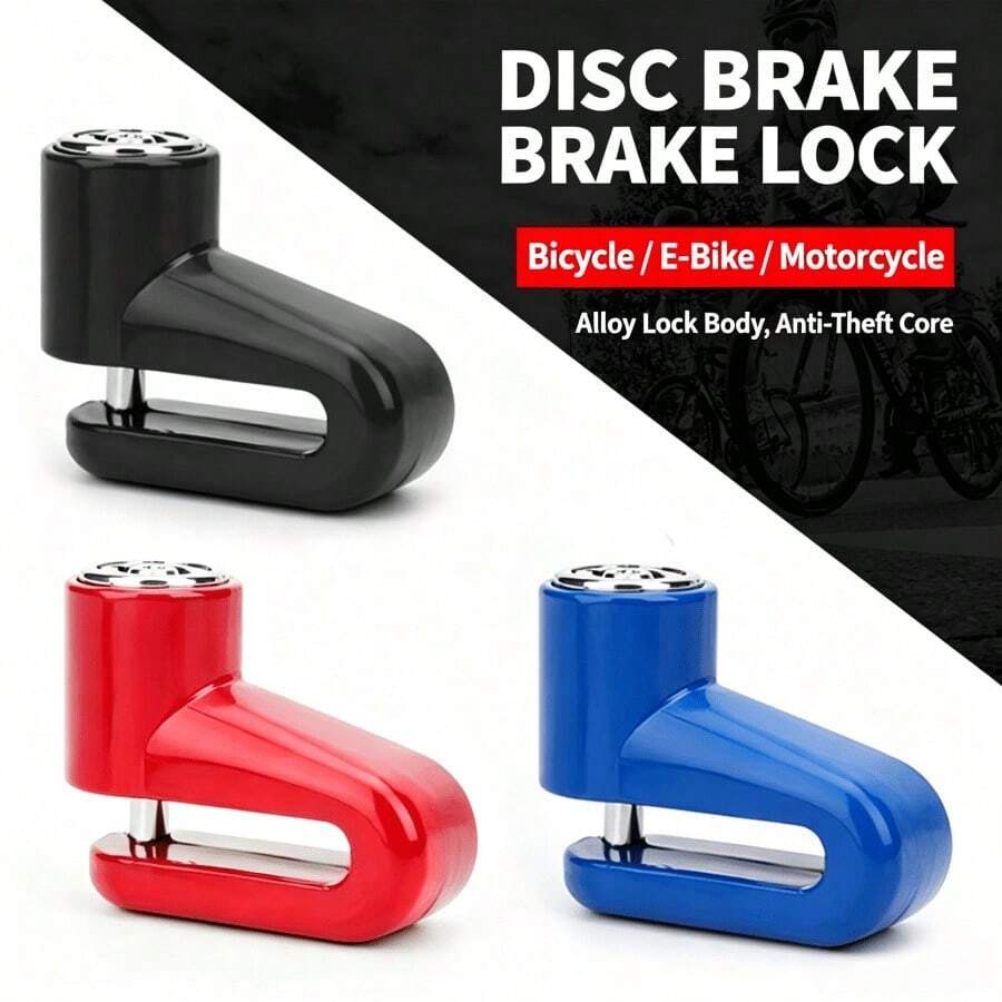 1pc Motorcycle/Electric Bike/Bicycle Anti-Theft Disc Brake Lock, With 2 Keys And Mounting Bracket, 3 Colors Available - Multicolor - View 1