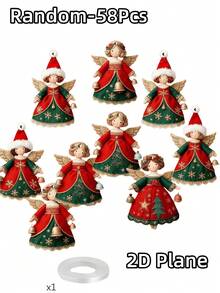 65/58/52/45/36/30/22/15/10/8Pcs MDF Christmas Angel Hanging Ornaments, Wooden Santa Decor For Tree Window Home Holiday Gift - Angel - View 20