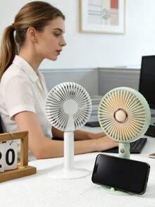 1pc Rechargeable Portable 3-Speed Adjustable Large Desktop Fan With Base, Mini USB Powered Fan With Charging Cable, 1pc Large Size Desktop Fan, Lithium Battery Rechargeable, Portable, Handheld 3-Speed Adjustable Fan, Outdoor Fan With Base - A - View 12