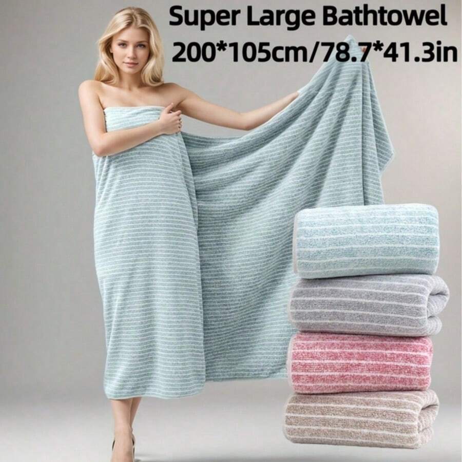 Extra-Large 200*105 Cm Starry Sky Coral Ribbed Couple Bath Towel, 78.7*41.3 Inches, Soft Absorbent Quick-Drying Anti-Slip, Fresh And Durable, Suitable For Home, Beach, And Outdoor Use. - Multicolor - View 1