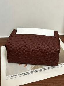 1PC Modern Minimalist Style Wicker-Patterned Tissue Box Rectangular Tissue Box Cover With Woven Embossed Texture Detail, Dustproof Tissue Holder, Napkin Storage Case, Suitable For Living Room, Bedroom, Office Desk,Car Tissue Box, Household Daily Use - Multicolor - View 7