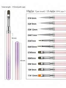 Gradient Metallic Nail Art Brush Dual Head Liner Painting Drawing Pen Colorful Sandblasted Handle UV Gel Polish Manicure Design Tool - Multicolor - View 9