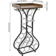 Freistehendes Weinregal für 14 Flaschen, 90 cm Dekorativer Flaschenhalter‑Ständer, Boden‑Weinregal für Küche, Bar, Esszimmer - Schwarz - Übersicht 5
