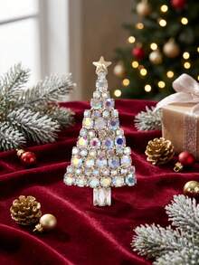 Luxury Rhinestone Christmas Tree Brooch - Women's Unisex Holiday Brooch Casual Party Accessory / Friend Gift Badge Decoration - Christmas Tree - View 13