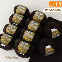 10-Pack, 500g, Premium Imitation Knitted Yarn, Soft, Breathable, Non-Fading, Vibrant Hand-Knitting Yarn For Sweaters, Vests, Coats, Scarves, Hats, Shawls And More - Wool 10 Balls [500g] - View 25