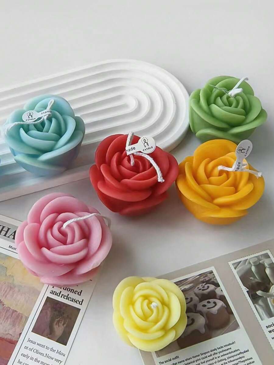 A Large, Medium, And Small Rose Scented Candle Silicone Mold - A-White - View 1