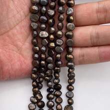 7-8mm 咖啡棕色馬鈴薯形小巴洛克淡水珍珠 DIY 配件 1 串 長度 35cm/13.78inch，孔徑 0.8mm - 咖啡棕 - 查看 4