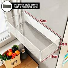 1pc Kitchen Storage Rack, Refrigerator Side Magnetic Storage Rack, Perforated Board Gap Magnetic Hanging Basket, Spice Rack, Kitchen, Storage, Kitchen Storage Rack, Kitchen Utensils, Kitchen Accessories, Kitchen Organization Storage, Basket - Multicolor - View 5