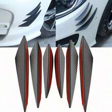 6pcs Universal Front Bumper Lip Decor Diffuser Splitter Fin Body Spoiler Duckbill Front Lip Trim Car Modification Decoration - 6PCS Carbon Fiber - View 1