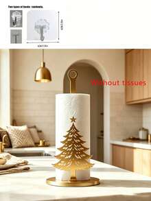 Christmas Theme Vertical Kitchen Paper Towel Holder, Santa Claus/Christmas Tree Design Holiday Home Decor Countertop Paper Towel Storage Rack - Multicolor - View 13