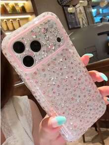 Ins Korean Style Soft Floral Pattern Phone Case Compatible With Apple 17 Pro Max 16 Pro 15 Protective Cover Girly - Pinkish White - View 3