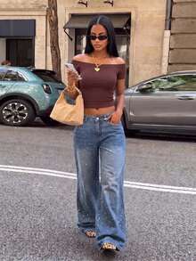 Women's Loose Casual Versatile Wide Leg Jeans With Pockets Spring Vacation Fall - Blue - View 8