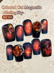 BORN PRETTY 10ml 玻璃貓磁吸凝膠指甲油 Blazing Sky，UV LED 浸泡式脫色 DIY 美甲，適合派對與日常美甲設計 - 藏蓝色 - 查看 3