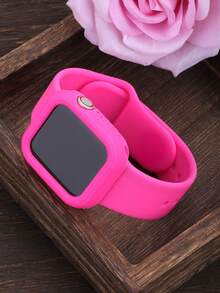 2合1運動矽膠錶帶與錶殼，相容 40mm、41mm、42mm、44mm、45mm、46mm 與 49mm 尺寸，柔軟舒適鉚接矽膠錶帶搭配防震鏤空矽膠保護殼，相容 Series Ultra/12/11/10/9/8/7/6/5/4/SE 機型，防水運動錶帶與錶殼套組，男女適用 - 矽膠錶帶+錶殼-艷粉色 - 查看 3