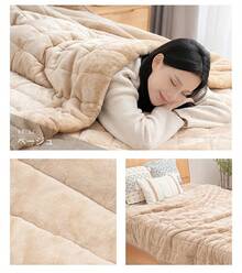 毛布 もこもこ シングル 厚手 2枚合わせ ダブル シンサレート中綿 襟付き 掛け毛布 合わせ毛布 三層構造 あったか 保温 ポカポカ 軽量 洗える 毛抜けない 静電気防止 送料無料 - ベージュ - チェックする 14