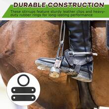 Stirrup Safety Rubber Ring & Leather Pad Replacement Kit, Durable Peacock Stirrup Replacement Ring, Suitable For Equestrian Riding - A - View 1