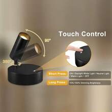 1pc/2pcs Rotating Night Light Wall Lamp, USB Powered, Rechargeable Battery, Magnetic Fixed LED Reading Light, Touch Adjustable Color Temperature And Brightness, Suitable For Bedroom Bedside, Cabinet, Living Room, Desk, Bar Decoration Display, Birthday, Christmas, Perfect Gift - Multi-color - View 7