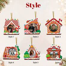 Ornamen Foto Rumah Natal Kustom, Dekorasi Pohon Natal Pondok Kue Jahe yang Dipersonalisasi, Gaya Liburan Meriah, Dekorasi Gantung Natal Foto yang Disesuaikan, Ornamen Gambar yang Dapat Disesuaikan, Dekorasi Pohon Natal, Hadiah Kenang-kenangan 2026, Hadiah Keluarga, Hadiah Teman - Gaya A - View 3